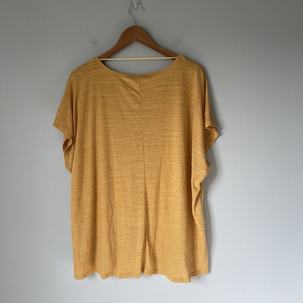 Cable & Gauge Woman Flowy Blouse Top Boho Embroidered Cap Sleeve Yellow Size 3X - Picture 2 of 13